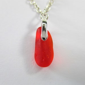 GENUINE SEA GLASS Necklace Sterling Silver Rare Red Amberina Real Surf Tumbled Natural Greek Beach Seaglass Pendant Jewelry Quality  N 664e