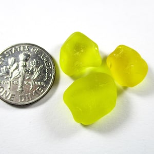 GENUINE SEA GLASS 3 Rare Bright Yellow Nuggets Real Surf Tumbled Unaltered Undrilled Greek Beach Seaglass Art Jewelry Pendant Beads  U 1926