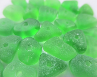 ECHT ZEEGLAS 8mm Kralen 25 Kelly Green Center Geboord Real Surf Tumbled Natural Greek Beach Found Seaglass Sieraden Kwaliteit Kraal C 577