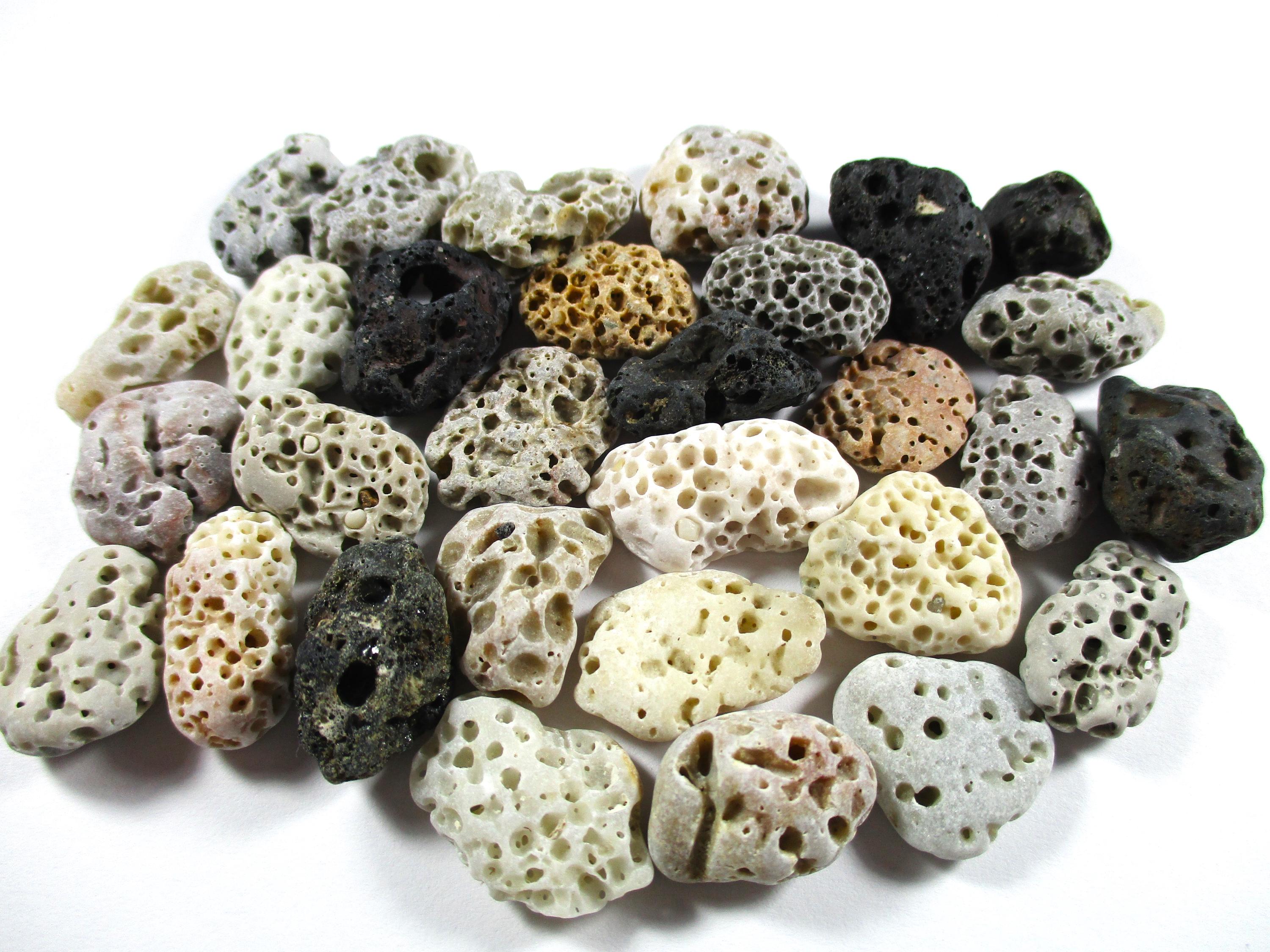 Small Beie Rocks GENUINE BEACH STONES 30 Small Brown White Grey Cream Black Beige Holes ...