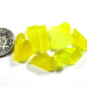 GENUINE SEA GLASS 6 Rare Bright Yellow Pattern Real Surf Tumbled Unaltered Undrilled Natural Beach Seaglass Art Jewelry Pendant Beads U 1920