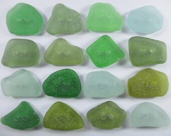 GENUINE SEA GLASS 18mm Knöpfe 16 makellose grüne Lime Petrol Seafoam Surf getrommelt natürliche griechische Strand Seaglass Nähen Stricken Knopf aber 285