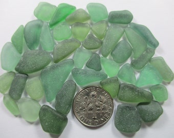 GENUINE SEA GLASS Flat Green Teal 40 Real Surf Tumbled Greek Beach Found Natural Unaltered Seaglass Jewelry Quality Undrilled Beads  U 1224