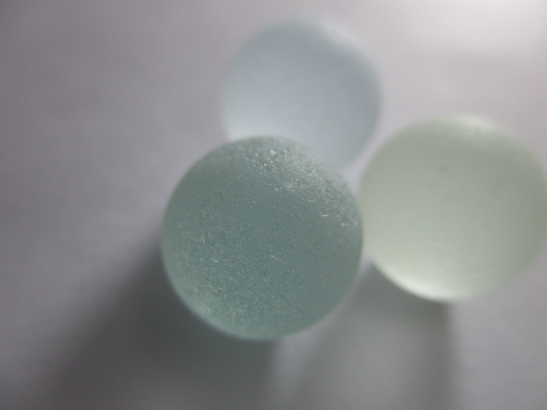 GENUINE SEA GLASS 3 Marble Cods 11mm Flawless Pale Blue Green Yellow Surf Tumbled Vintage Authentic Unaltered Natural Beach Seaglass U 981