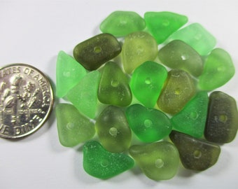 ECHTE ZEEGLAS 11mm Kralen 20 Green Shades Center Geboord Real Surf Tuimelde Natuurlijke Griekse strand gevonden seaglass sieraden kwaliteit kraal C 504