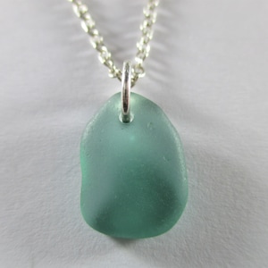 GENUINE SEA GLASS Necklace Sterling Silver Flawless Teal Green Gem Real Surf Tumbled Natural Greek Beach Seaglass Pendant Jewelry  N 877