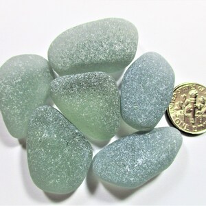 GENUINE SEA GLASS Flawless Big Thick Grey Gray Gems 6 Real Surf Tumbled Natural Unaltered Undrilled Greek Beach Seaglass Nugget Beads U 1487