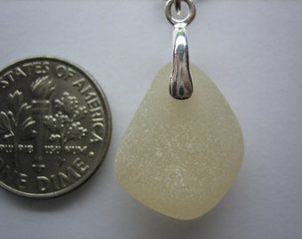 ECHT ZEEGLASS ketting sterlingzilver zeldzame onberispelijke pastel perzik edelsteen echte surf tuimelde Grieks strand zeeglas hanger sieraden N 526i