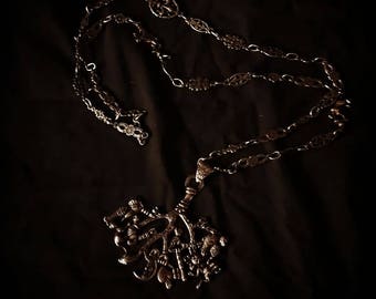 Antique 1920's sterling silver massive ornate CIMARUTA strega pendant necklace