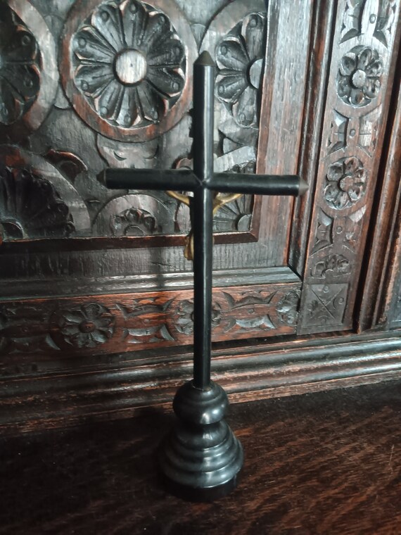 1800's ebony monestary crucifix from Europe - image 3
