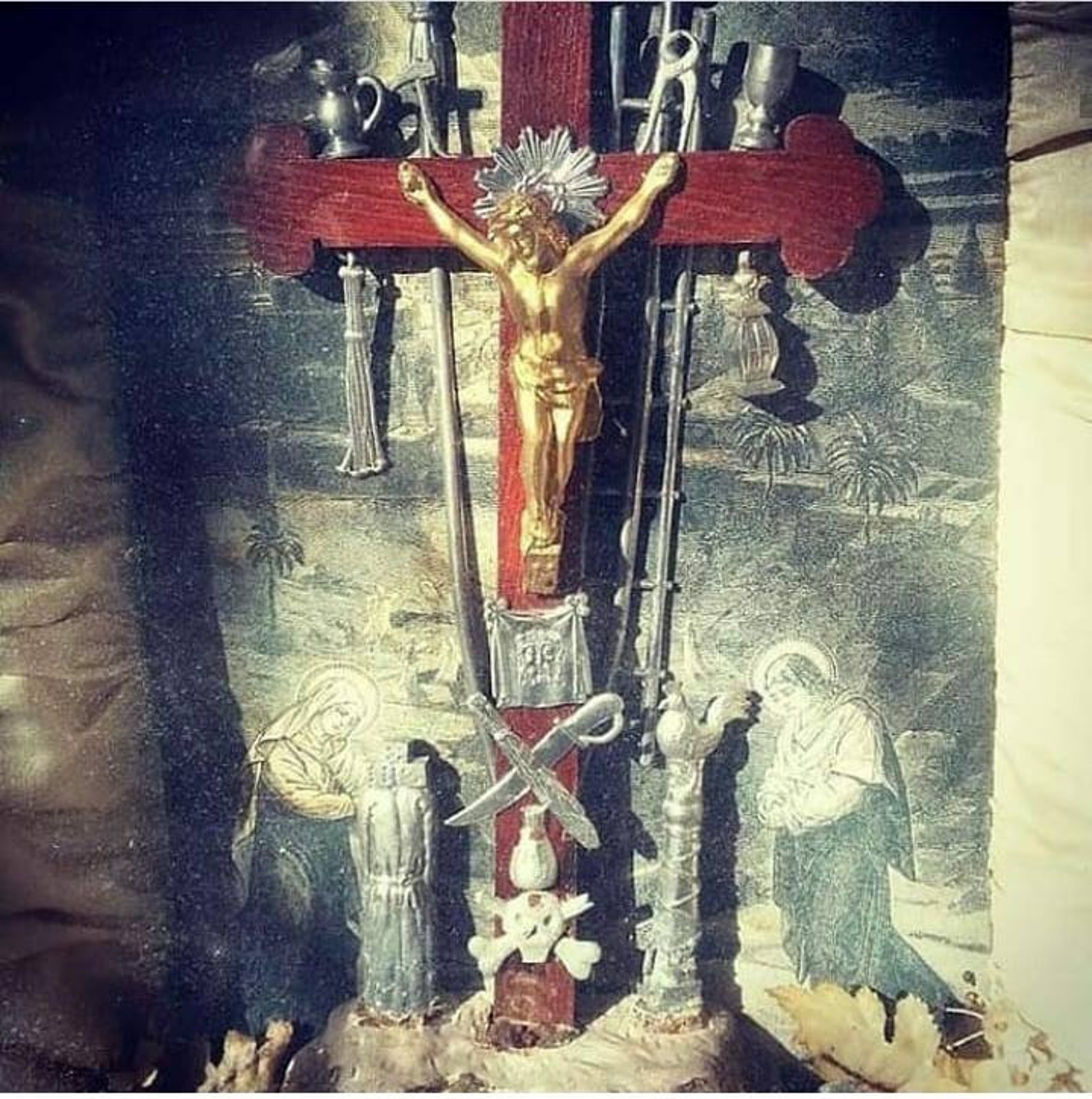 Large antique 1800's Religious shadow box Etsy