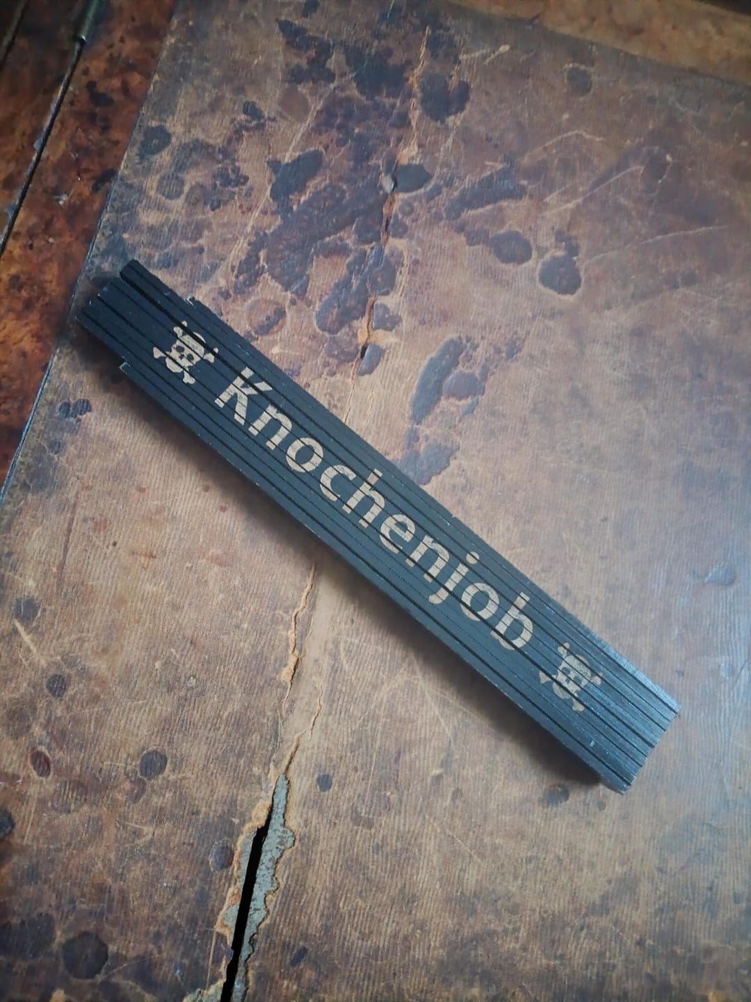 Old Carpenter's Folding Ruler From Germany Featuring Skull and ...