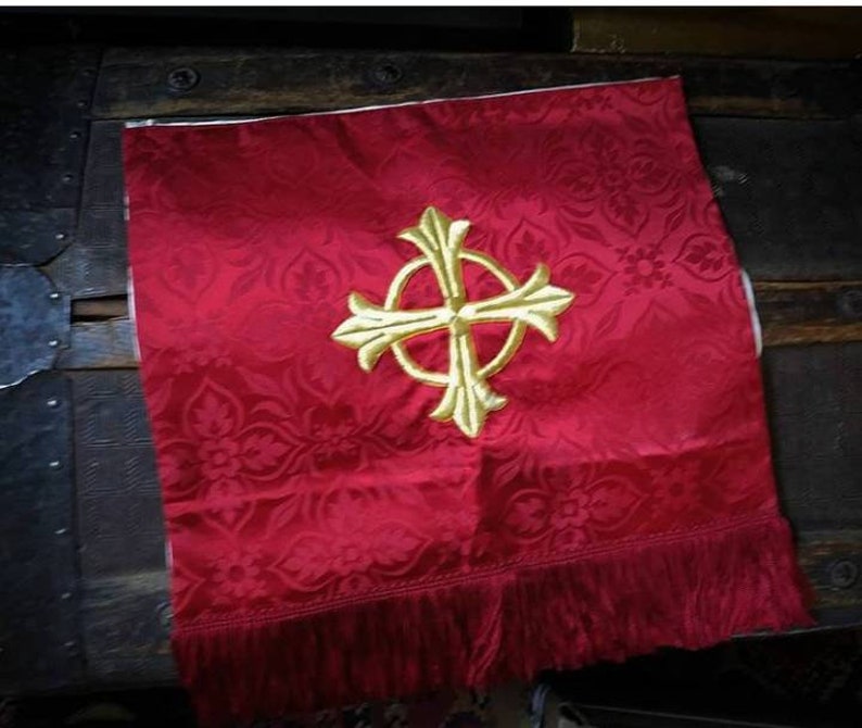 Embroidered church altar table tapestry runner with fringe Etsy