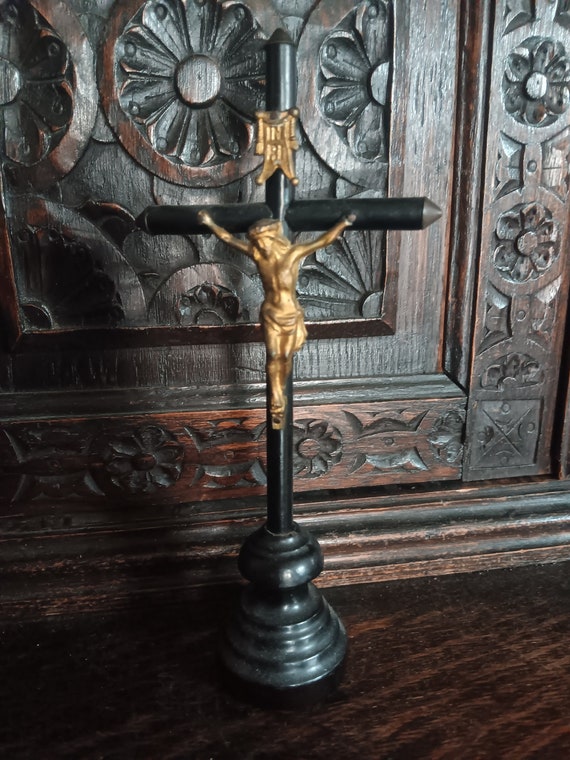 1800's ebony monestary crucifix from Europe - image 1
