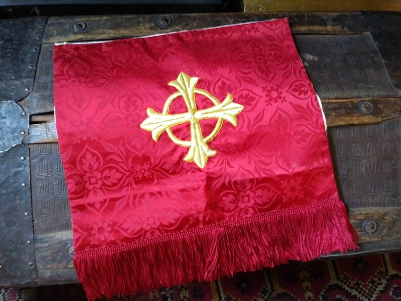 Embroidered church altar table tapestry runner with fringe Etsy