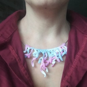 Handmade Crochet Coral-Inspired Necklace and Earings Set, Unique Ocean Themed Jewelry, Colorful necklace and stud earrings