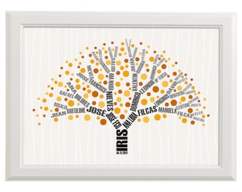 genealogical tree with genealogy in branches baby wall art print for nursery decoration