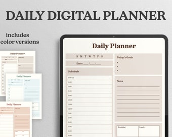 Digital Daily Planner - Undated | portrait PDF planner | minimalist Digital Planner with 3 color options