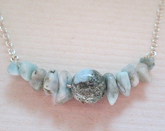 Blue Larimar stone necklace