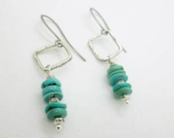 Genuine Turquoise Earrings, Kingman Turquoise, Turquoise Dangle, Dangle Earrings, Southwest Earrings