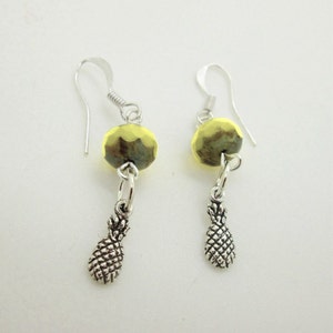 Tiny Pineapple Earrings, Sterling Silver Pineapple, Dangle Earrings,