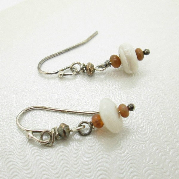 Petite Australian and Ethiopian Opal Earrings, Sterling Silver Wires, Tiny Drop Earrings, Coober Pedy Opal