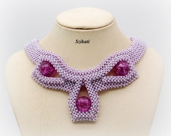 Light Purple Beadwoven Metal-free Necklace, Elegant Women's Accessory, OOAK Beaded High Fashion Jewelry, Gift for Her, Seed Bead Art, RAW