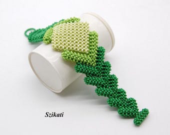 Green Seed Bead Bracelet: Beadwoven Statement Jewelry, Unique Design
