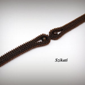 Dark Brown Beadwoven Metal-free Bracelet, Original Beadwork, RAW, Women's Accessory, OOAK Beaded High Fashion Jewelry, Unique Gift for Her image 4