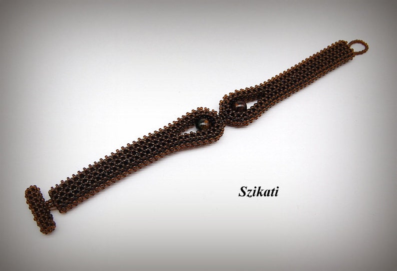 Dark Brown Beadwoven Metal-free Bracelet, Original Beadwork, RAW, Women's Accessory, OOAK Beaded High Fashion Jewelry, Unique Gift for Her image 4