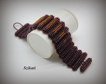 Brown Seed Bead Cuff Bracelet: Metal-Free Woven Jewelry