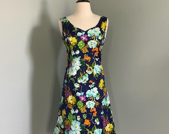 Vestido vintage Tori Richard Aloha de los años 60, talla 4/Hecho en Hawái/Estampado floral