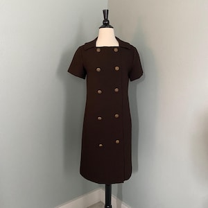 1960s Lillie Rubin Brown Double-Breasted Dress
