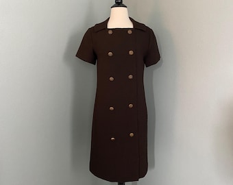 1960s Lillie Rubin Brown Double-Breasted Dress