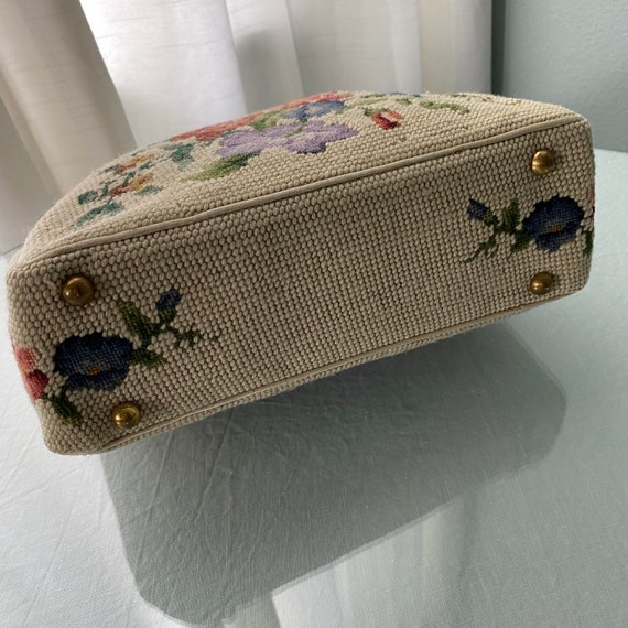 Vintage Needlepoint Petit Point Floral Purse - image 7