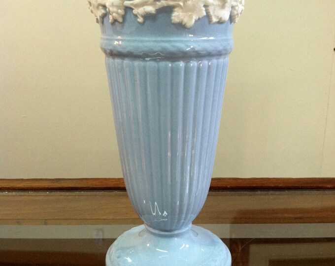 Blue Wedgwood Embossed Queensware Vase Etsy
