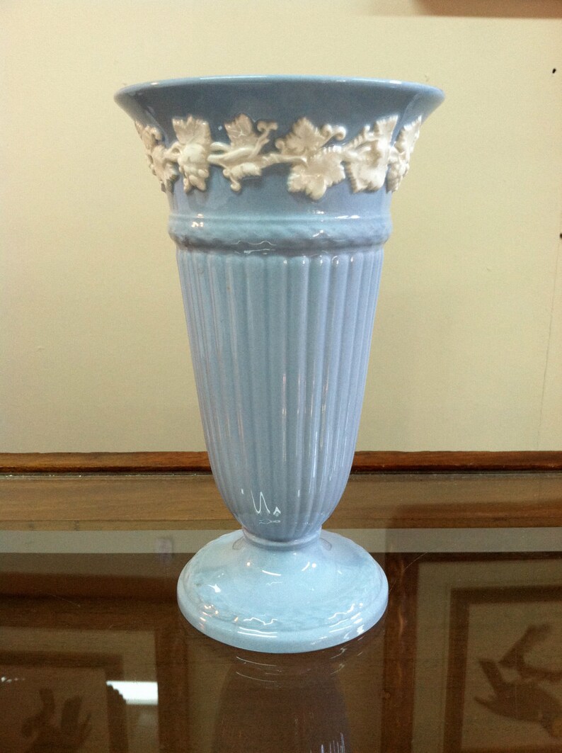 Blue Wedgwood Embossed Queensware Vase Etsy