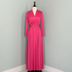 Miss Elliott 1970s Hot Pink Knit Long Maxi Dress