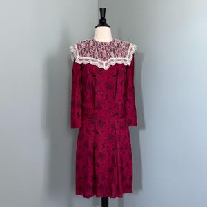 1980s Gunne Sax by Jessica McClintock Print Dress