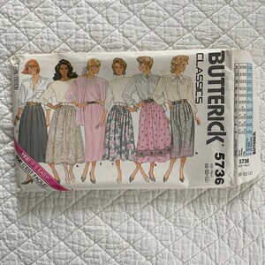 Butterick #5736 Classic Skirt Pattern copyright 1987