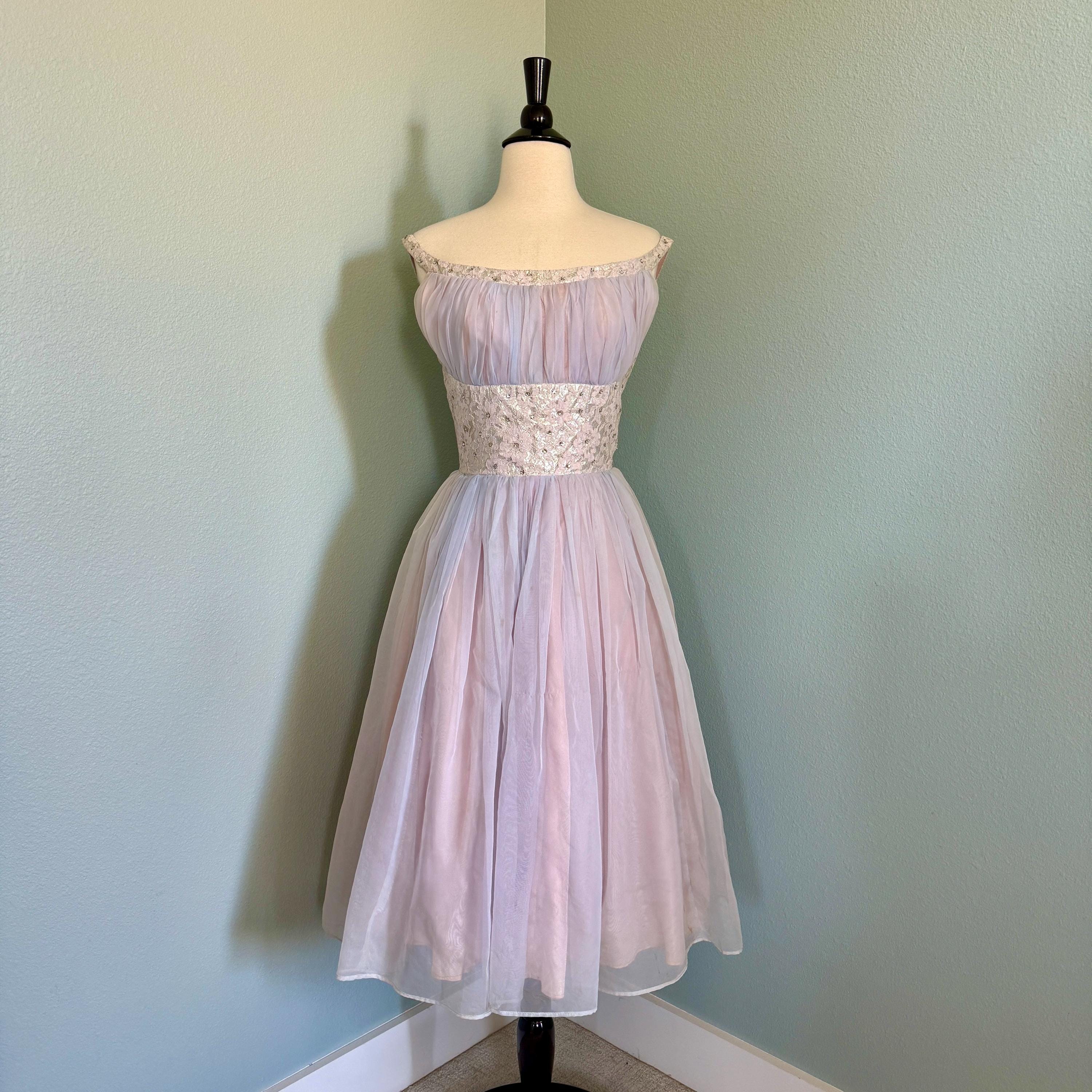 white christmas dresses 1950's Red Silk Tulle Ruffled Party Dress size-2/3 – Sophia's Gallery main image 0