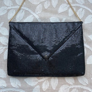 Whiting & Davis Black Mesh Shoulder Bag or Clutch 1970s