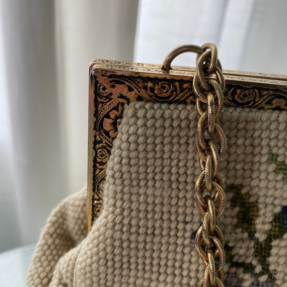 Vintage Needlepoint Petit Point Floral Purse - image 6