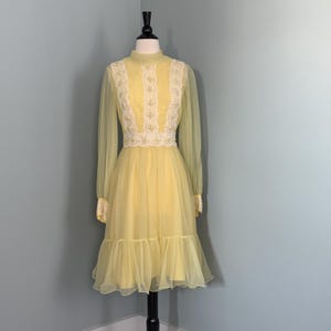 Miss Elliott Vintage Beaded Yellow Chiffon Dress