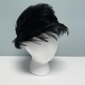 Black Feather & Straw Hat 1950s Fabulous!