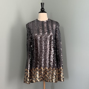 Vintage Lord & Taylor Sequin Tunic Top: 1970s Disco Glam