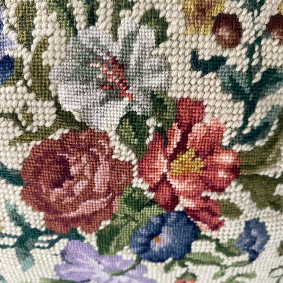 Vintage Needlepoint Petit Point Floral Purse - image 4