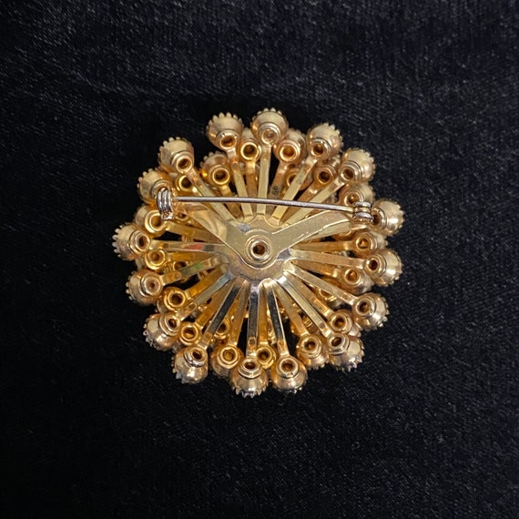 Yellow and Amber Rhinestone Brooch & Clip Earring… - image 3