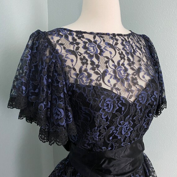 1980s Gunne Sax by Jessica McClintock Blue and Black … - Gem