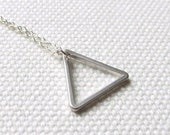 Simple Triangle Necklace Silver Dainty Geometric Jewelry Modern Minimal Sterling Silver or Rhodium Chain Triangle Jewelry